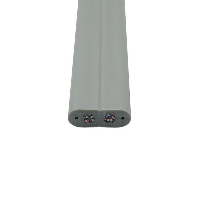 Platte liftkabel met staaldraad en 2 Cat6 patchkabels