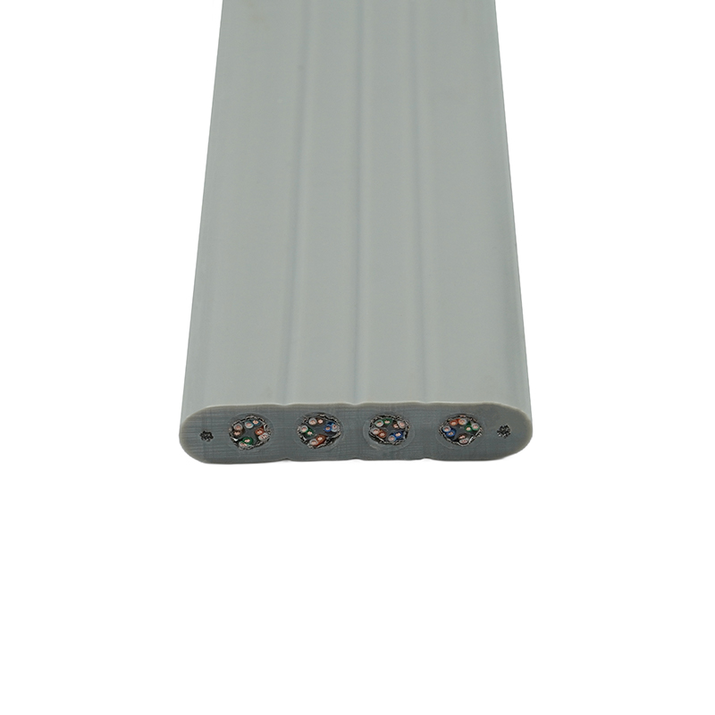 Platte liftkabel met staaldraad en 4 Cat6 patchkabels