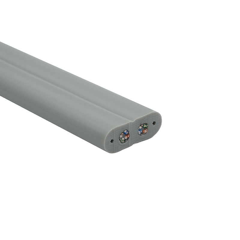 Platte liftkabel met staaldraad en 2 Cat6 patchkabels