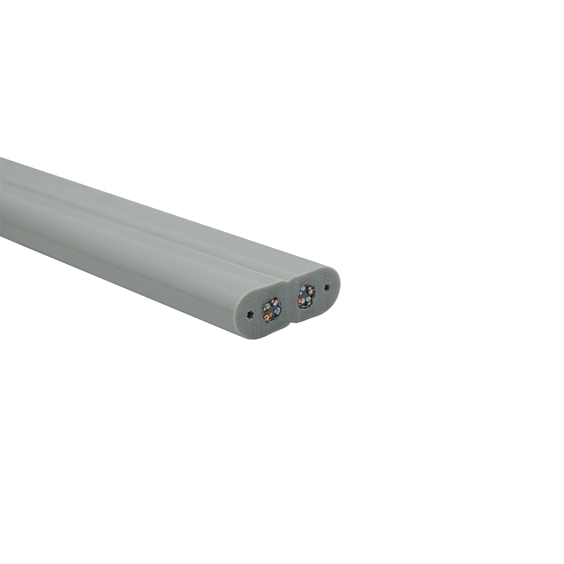 Platte liftkabel met staaldraad en 2 Cat6 patchkabels